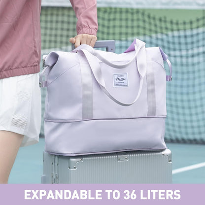 Travel Duffel Bag, Sports Tote Gym Bag, Shoulder Weekender Overnight Bag for Women - Colors B