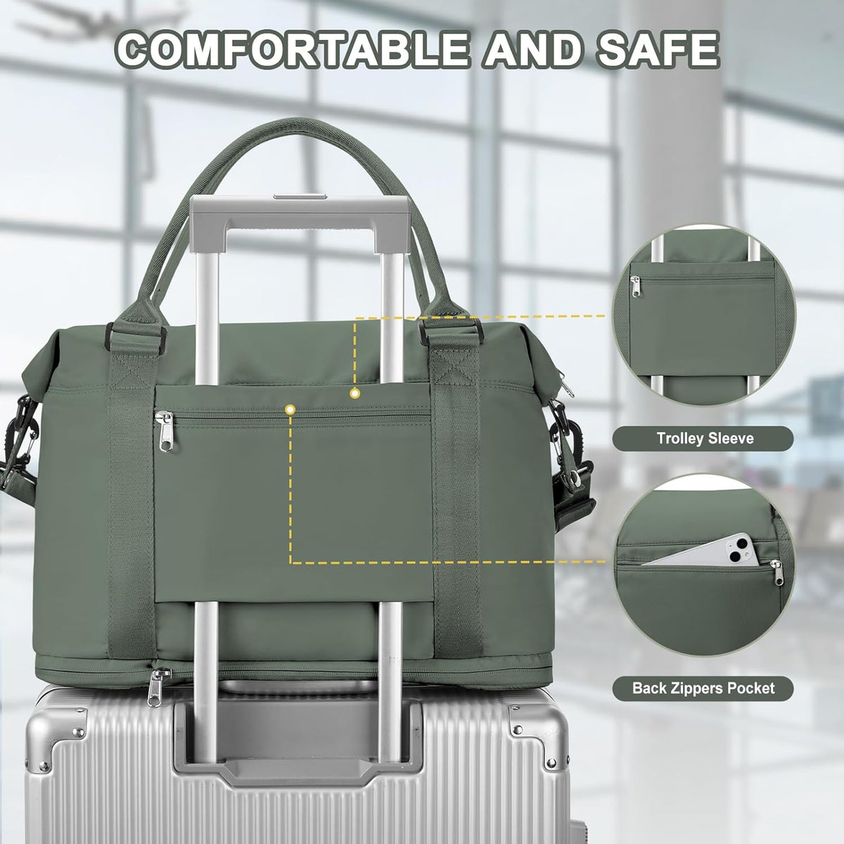 Travel Duffel Bag, Sports Tote Gym Bag, Shoulder Weekender Overnight Bag for Women - Colors B
