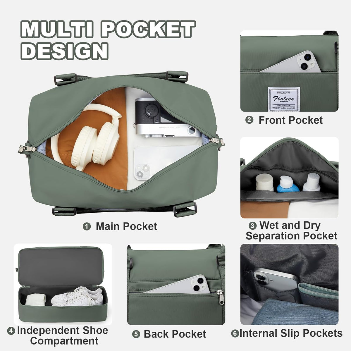 Travel Duffel Bag, Sports Tote Gym Bag, Shoulder Weekender Overnight Bag for Women - Colors B