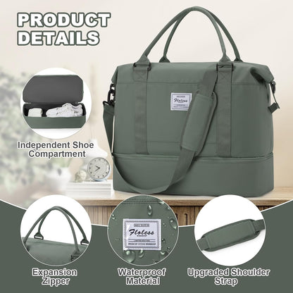 Travel Duffel Bag, Sports Tote Gym Bag, Shoulder Weekender Overnight Bag for Women - Colors B