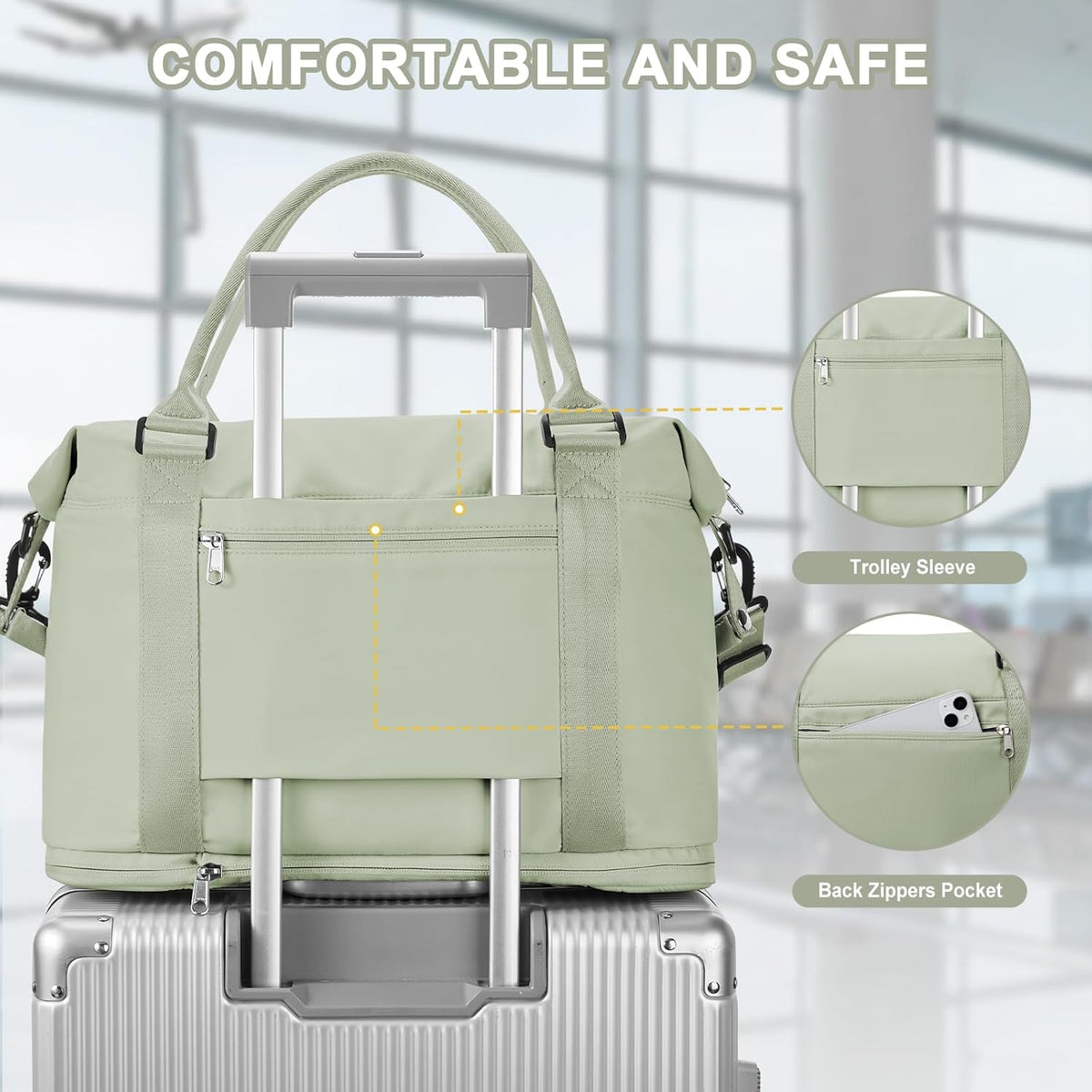 Travel Duffel Bag, Sports Tote Gym Bag, Shoulder Weekender Overnight Bag for Women - Colors B