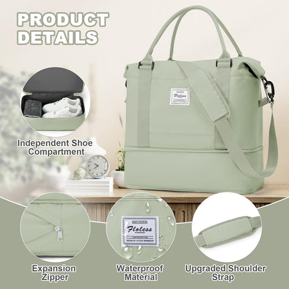 Travel Duffel Bag, Sports Tote Gym Bag, Shoulder Weekender Overnight Bag for Women - Colors B