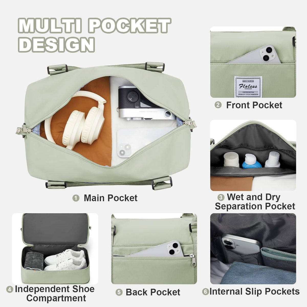 Travel Duffel Bag, Sports Tote Gym Bag, Shoulder Weekender Overnight Bag for Women - Colors B