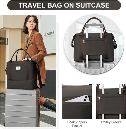 Travel Duffel Bag, Sports Tote Gym Bag, Shoulder Weekender Overnight Bag for Women - Colors B