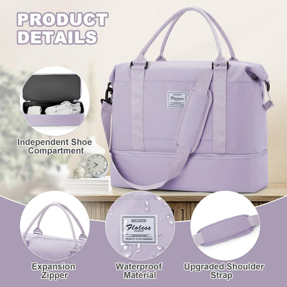 Travel Duffel Bag, Sports Tote Gym Bag, Shoulder Weekender Overnight Bag for Women - Colors B