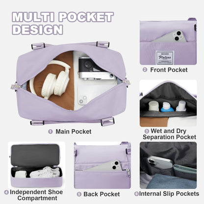 Travel Duffel Bag, Sports Tote Gym Bag, Shoulder Weekender Overnight Bag for Women - Colors B