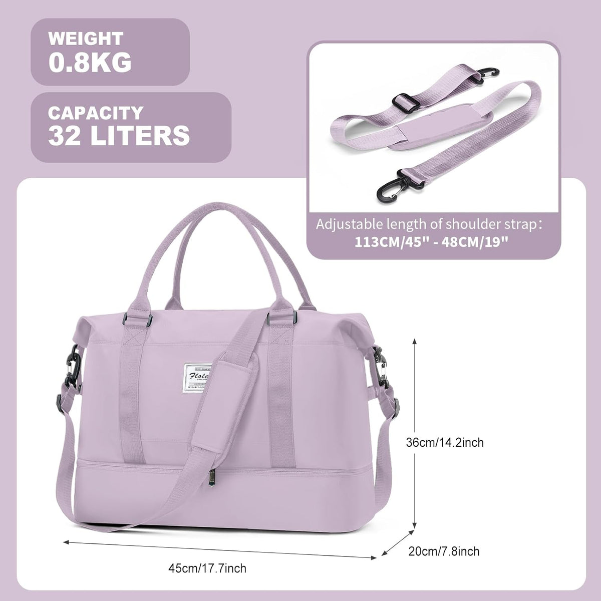 Travel Duffel Bag, Sports Tote Gym Bag, Shoulder Weekender Overnight Bag for Women - Colors B