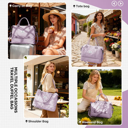 Travel Duffel Bag, Sports Tote Gym Bag, Shoulder Weekender Overnight Bag for Women - Colors B