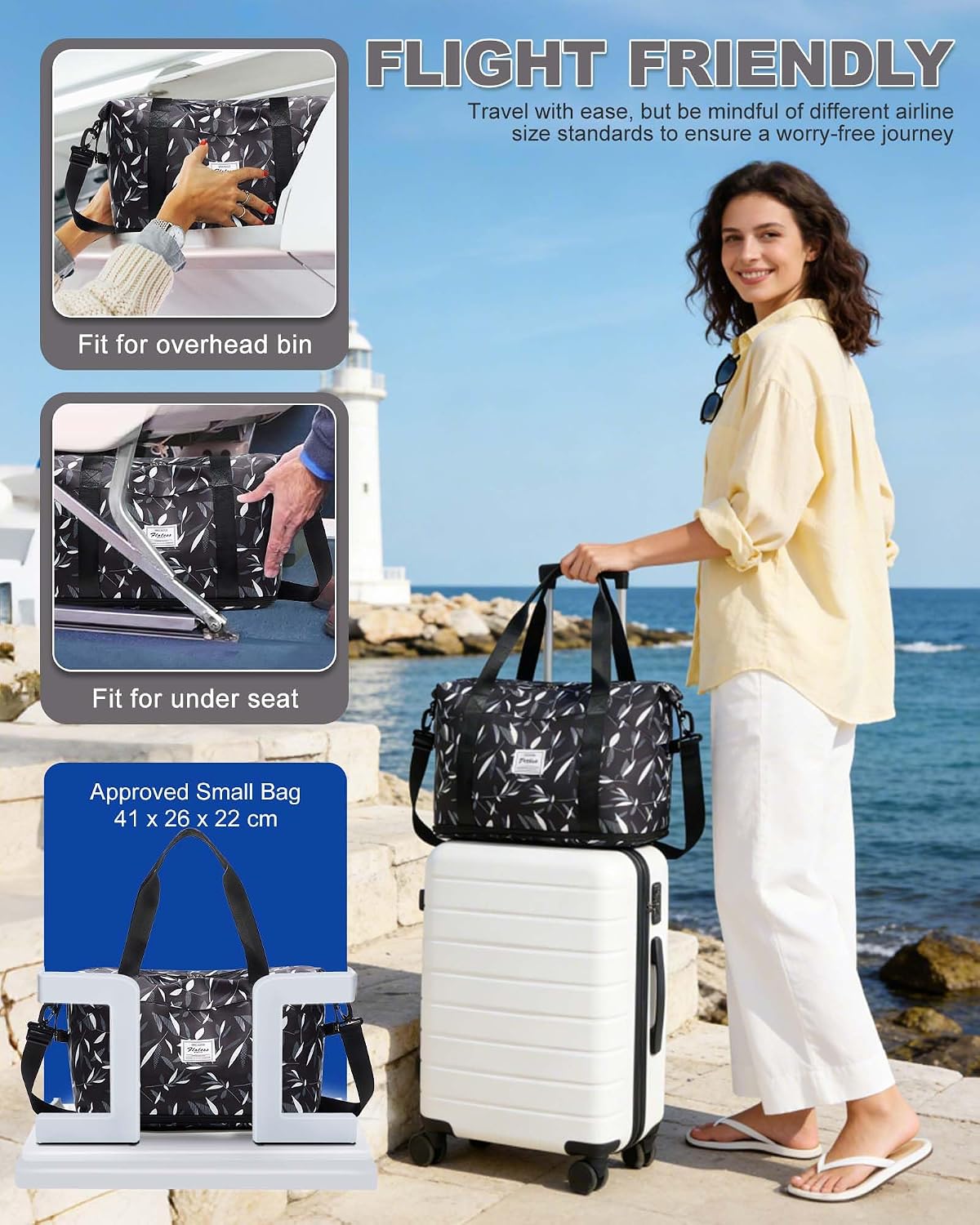Travel Duffel Bag, Sports Tote Gym Bag, Shoulder Weekender Overnight Bag for Women - Colors B