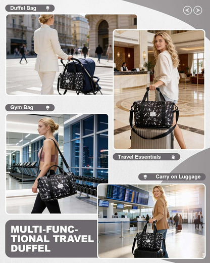 Travel Duffel Bag, Sports Tote Gym Bag, Shoulder Weekender Overnight Bag for Women - Colors B