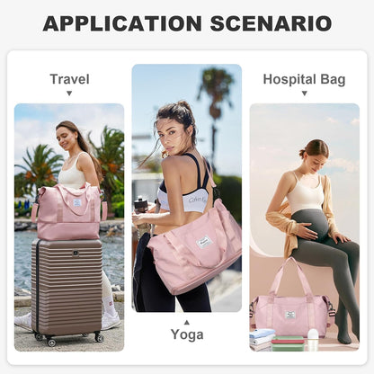 Travel Duffel Bag, Sports Tote Gym Bag, Shoulder Weekender Overnight Bag for Women - Colors B