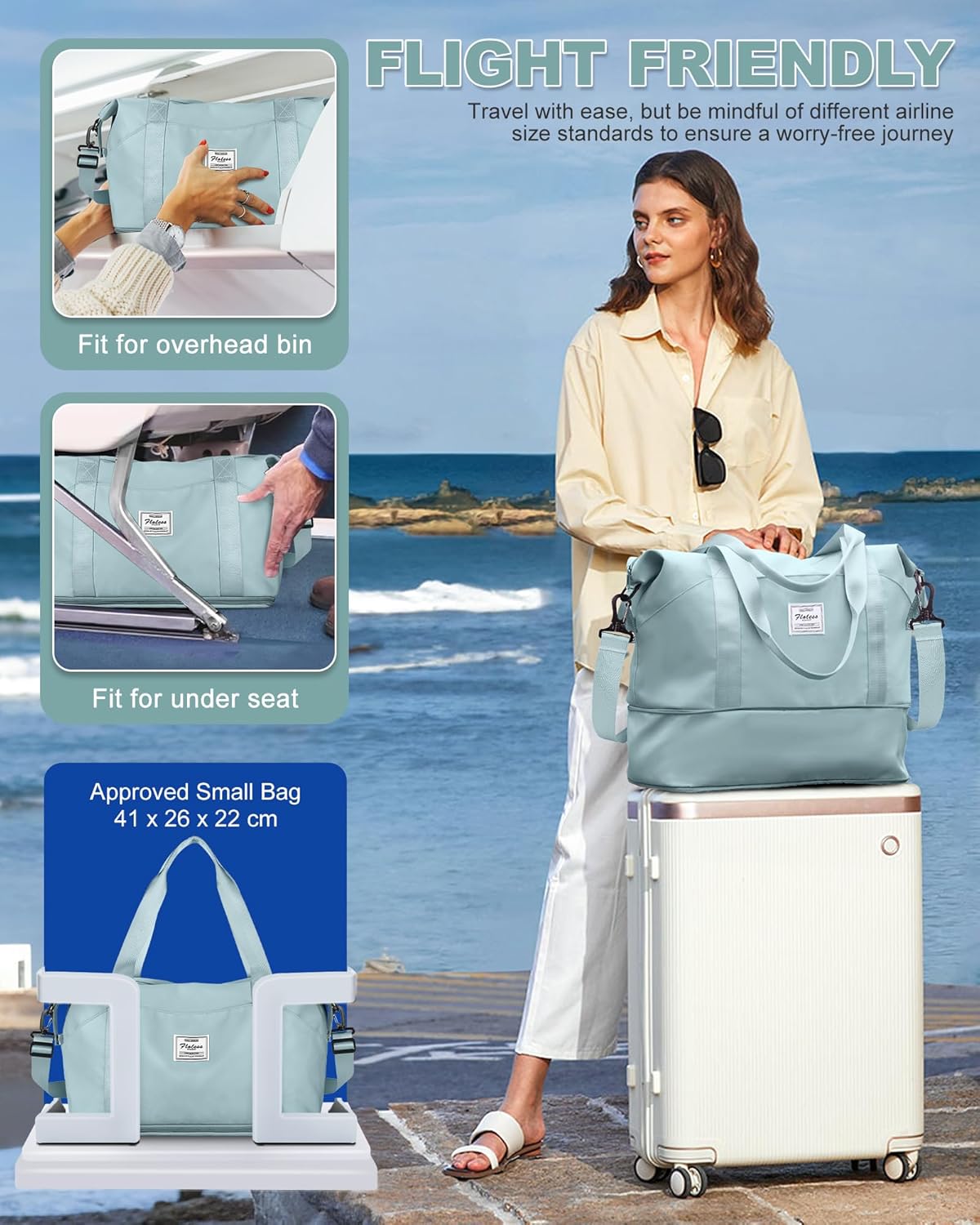 Travel Duffel Bag, Sports Tote Gym Bag, Shoulder Weekender Overnight Bag for Women - Colors B