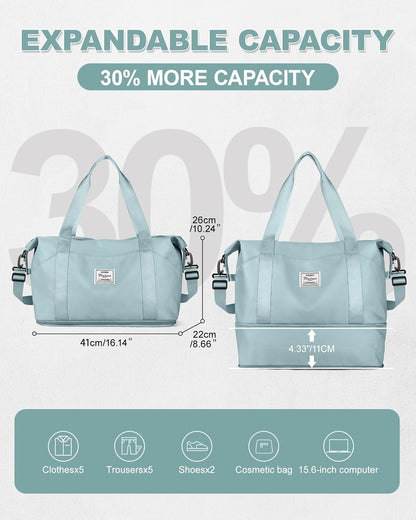 Travel Duffel Bag, Sports Tote Gym Bag, Shoulder Weekender Overnight Bag for Women - Colors B