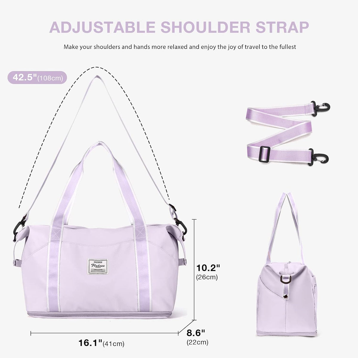 Travel Duffel Bag, Sports Tote Gym Bag, Shoulder Weekender Overnight Bag for Women - Colors B