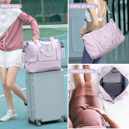 Travel Duffel Bag, Sports Tote Gym Bag, Shoulder Weekender Overnight Bag for Women - Colors B