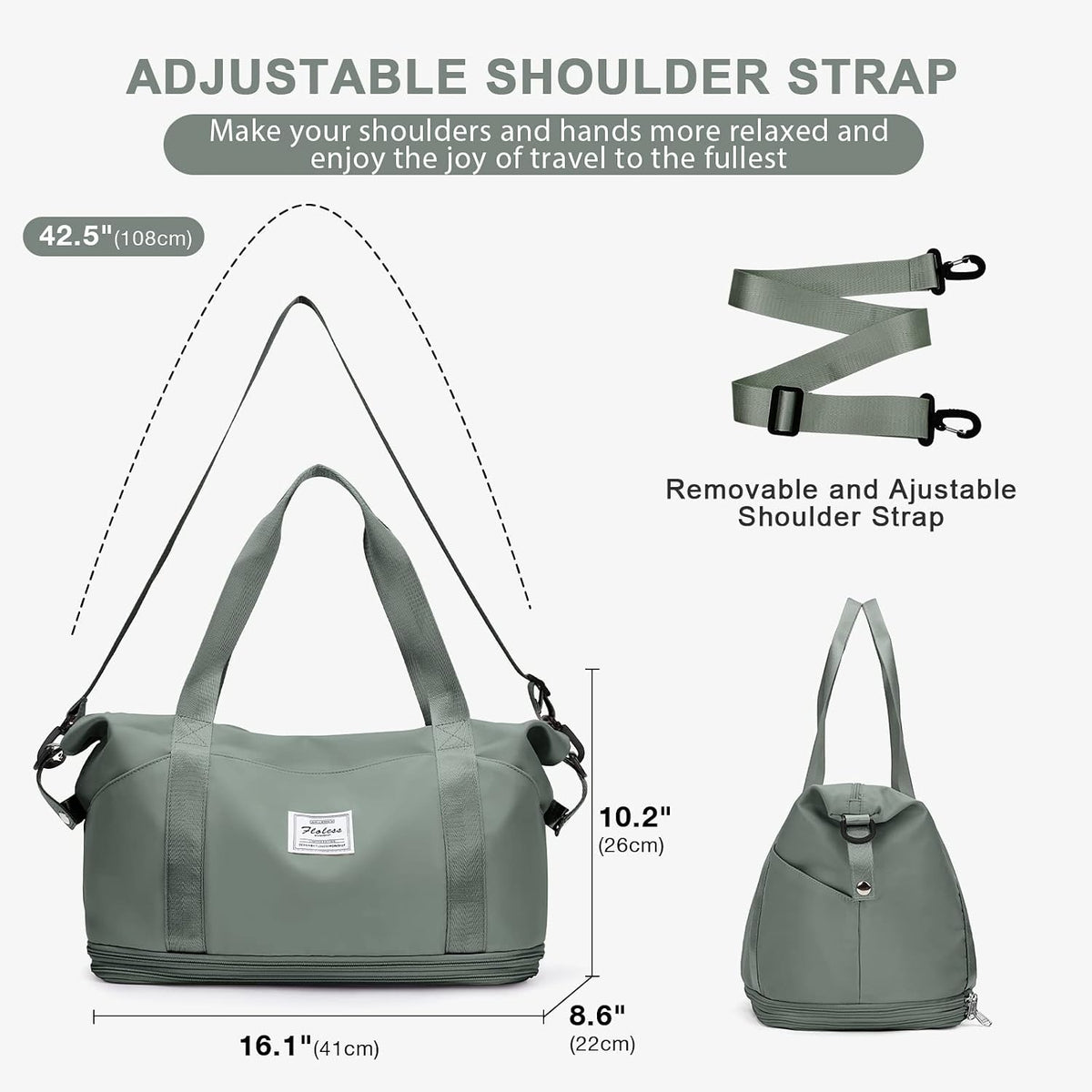 Travel Duffel Bag, Sports Tote Gym Bag, Shoulder Weekender Overnight Bag for Women - Colors B