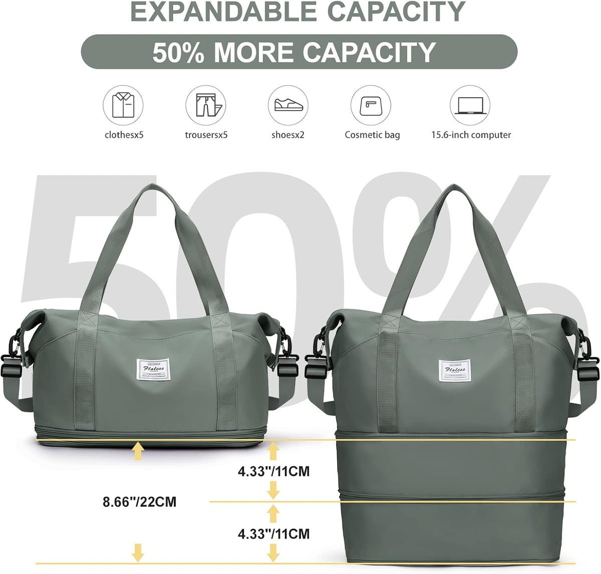 Travel Duffel Bag, Sports Tote Gym Bag, Shoulder Weekender Overnight Bag for Women - Colors B