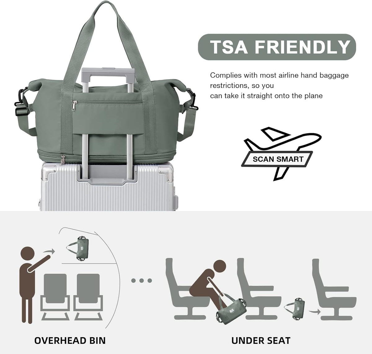 Travel Duffel Bag, Sports Tote Gym Bag, Shoulder Weekender Overnight Bag for Women - Colors B