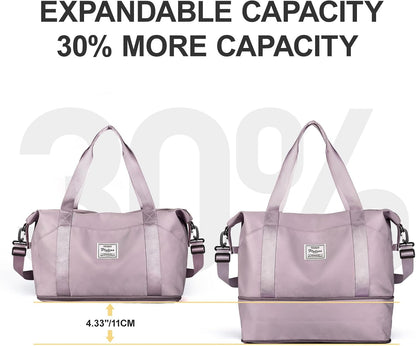 Travel Duffel Bag, Sports Tote Gym Bag, Shoulder Weekender Overnight Bag for Women - Colors B