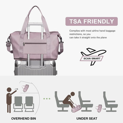 Travel Duffel Bag, Sports Tote Gym Bag, Shoulder Weekender Overnight Bag for Women - Colors B