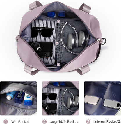 Travel Duffel Bag, Sports Tote Gym Bag, Shoulder Weekender Overnight Bag for Women - Colors B