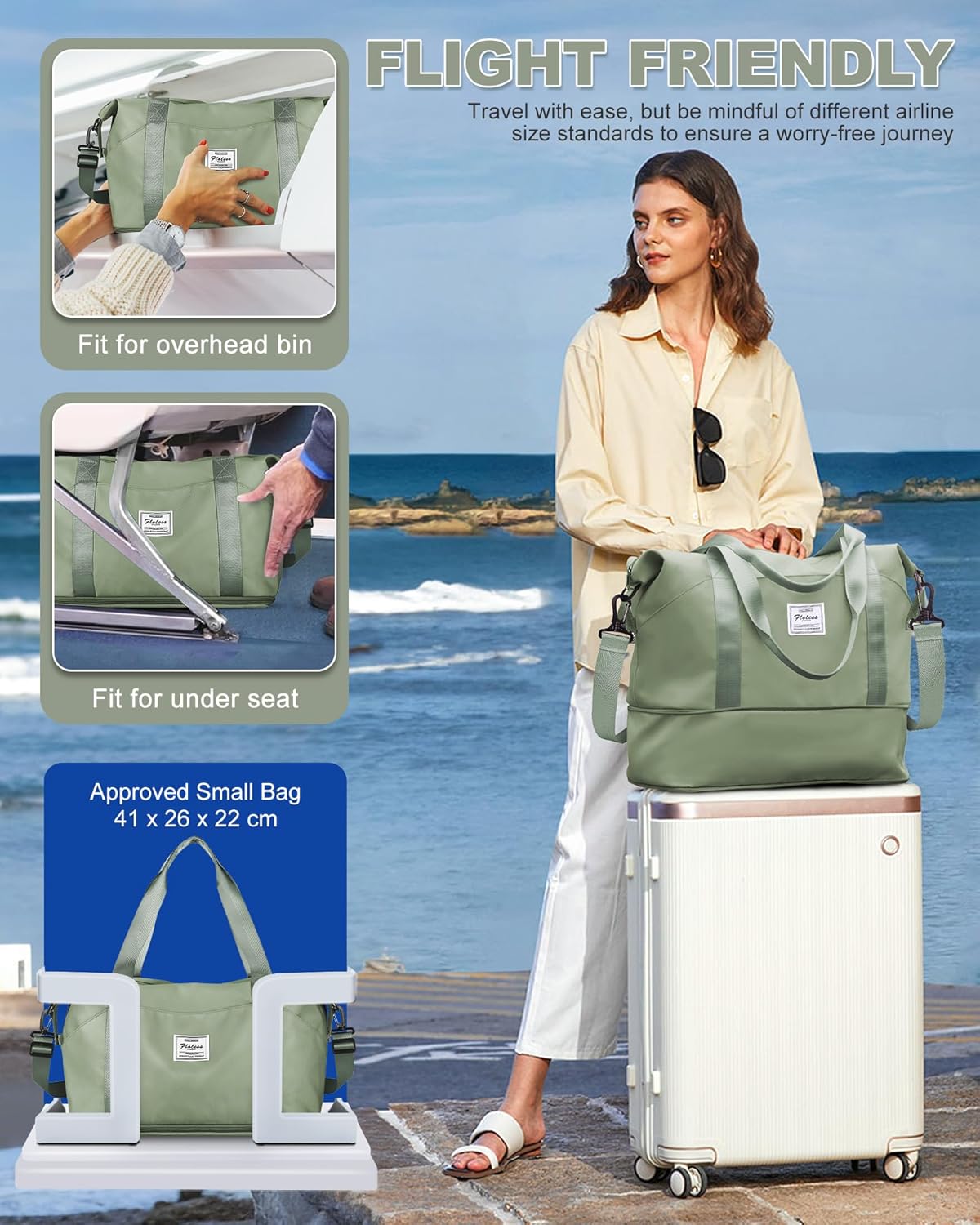 Travel Duffel Bag, Sports Tote Gym Bag, Shoulder Weekender Overnight Bag for Women - Colors B