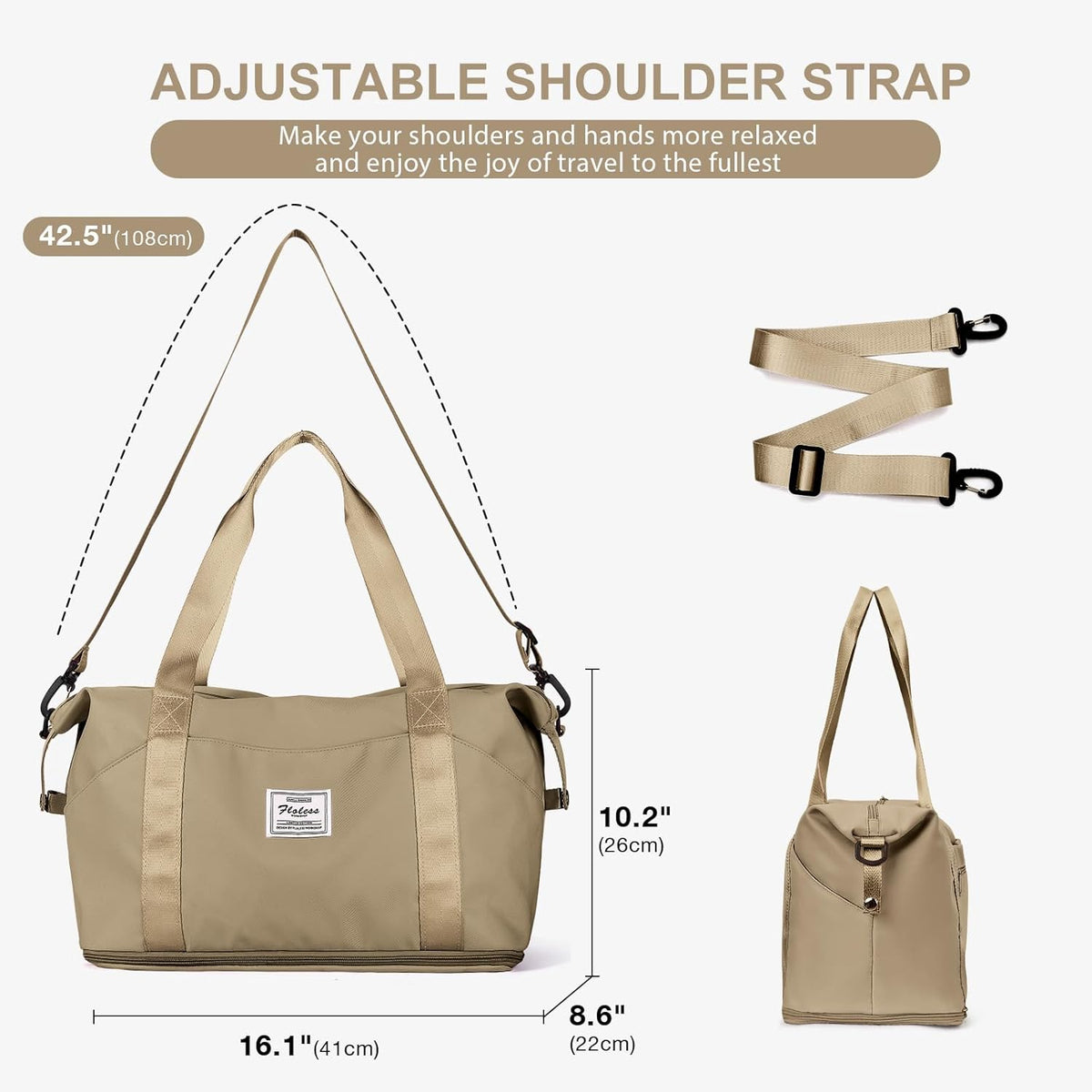 Travel Duffel Bag, Sports Tote Gym Bag, Shoulder Weekender Overnight Bag for Women - Colors B