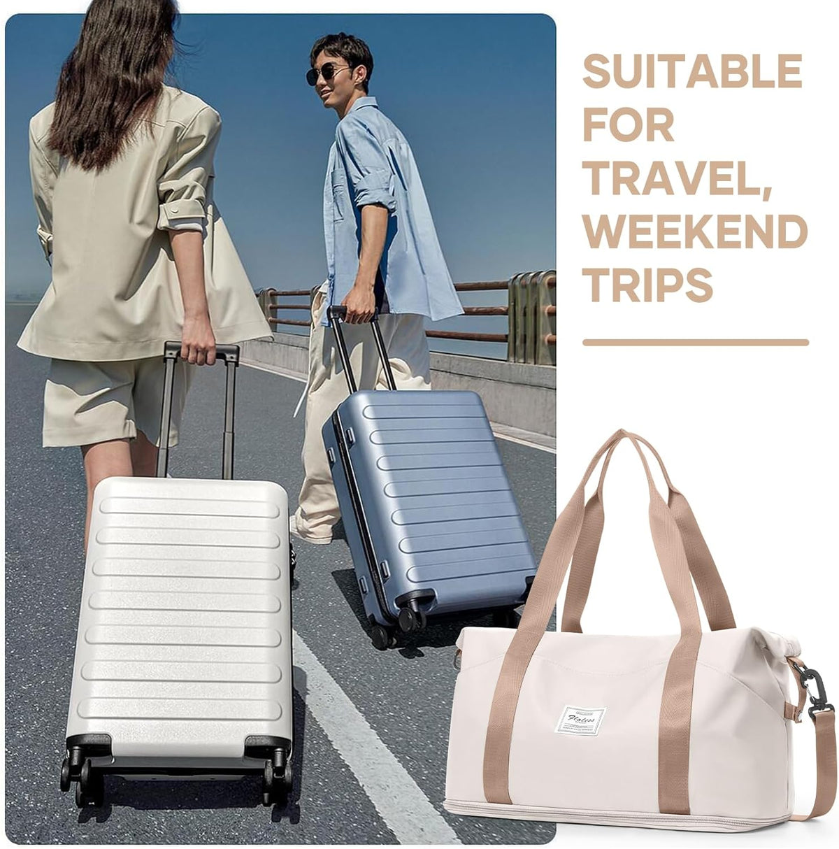 Travel Duffel Bag, Sports Tote Gym Bag, Shoulder Weekender Overnight Bag for Women - Colors B