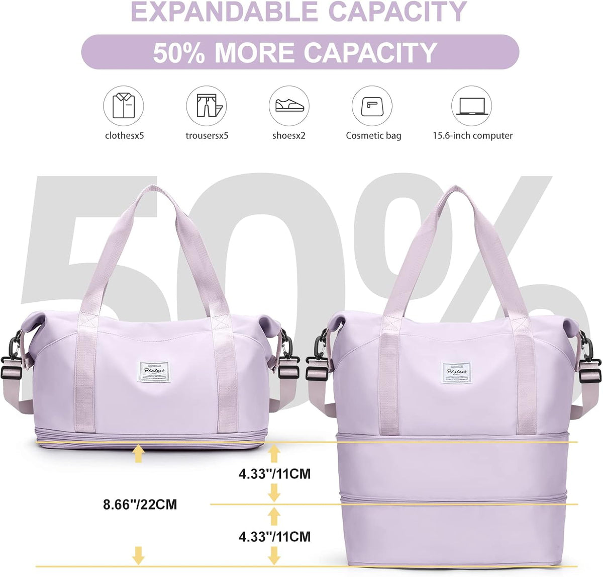 Travel Duffel Bag, Sports Tote Gym Bag, Shoulder Weekender Overnight Bag for Women - Colors B