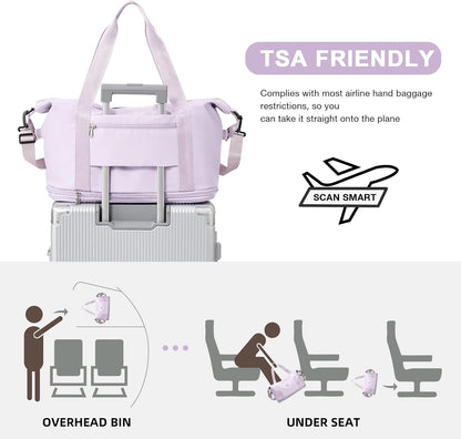 Travel Duffel Bag, Sports Tote Gym Bag, Shoulder Weekender Overnight Bag for Women - Colors B
