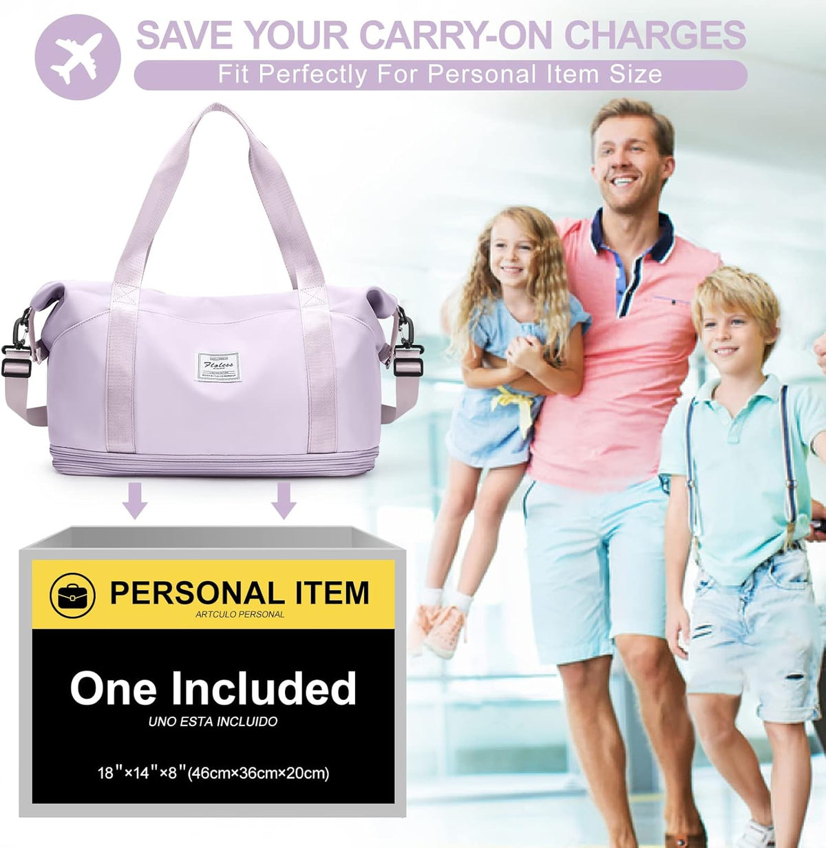 Travel Duffel Bag, Sports Tote Gym Bag, Shoulder Weekender Overnight Bag for Women - Colors B