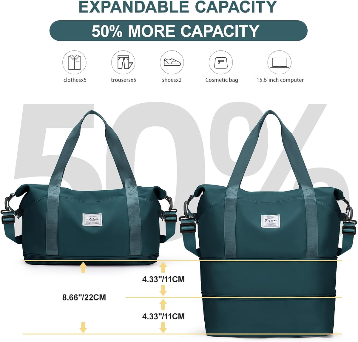 Travel Duffel Bag, Sports Tote Gym Bag, Shoulder Weekender Overnight Bag for Women - Colors B