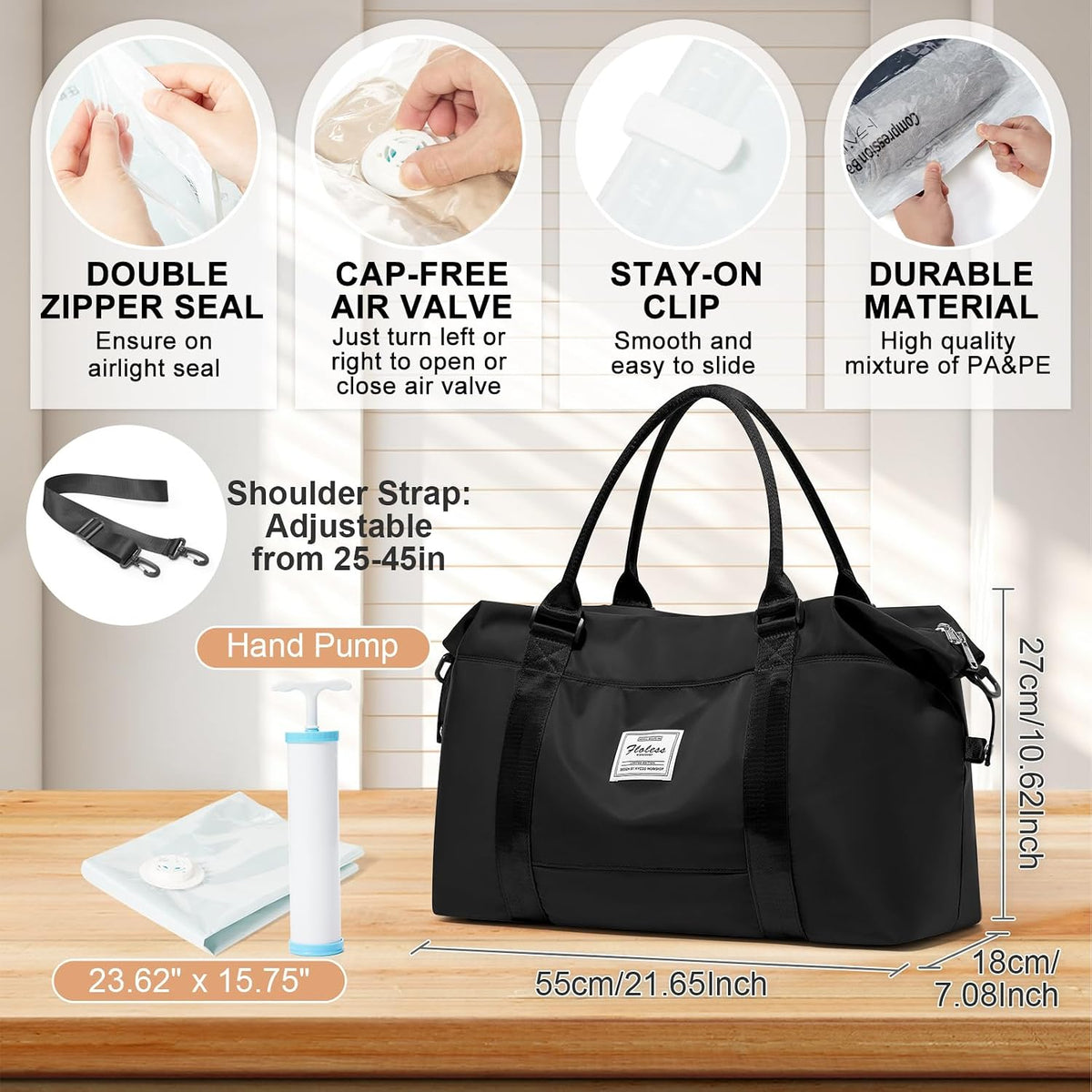 Travel Duffel Bag, Sports Tote Gym Bag, Shoulder Weekender Overnight Bag for Women - Colors B