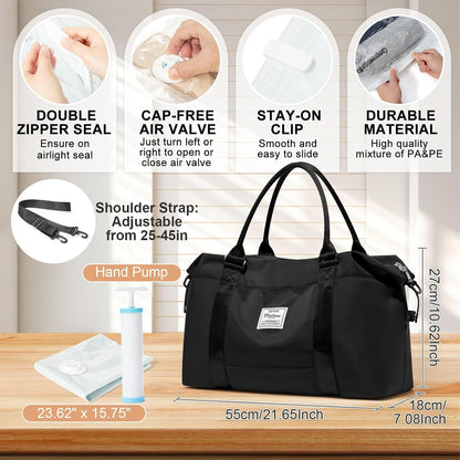 Travel Duffel Bag, Sports Tote Gym Bag, Shoulder Weekender Overnight Bag for Women - Colors B