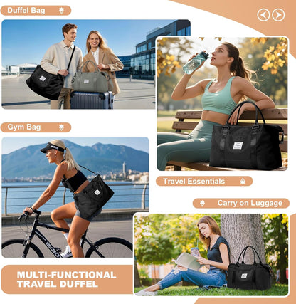 Travel Duffel Bag, Sports Tote Gym Bag, Shoulder Weekender Overnight Bag for Women - Colors B