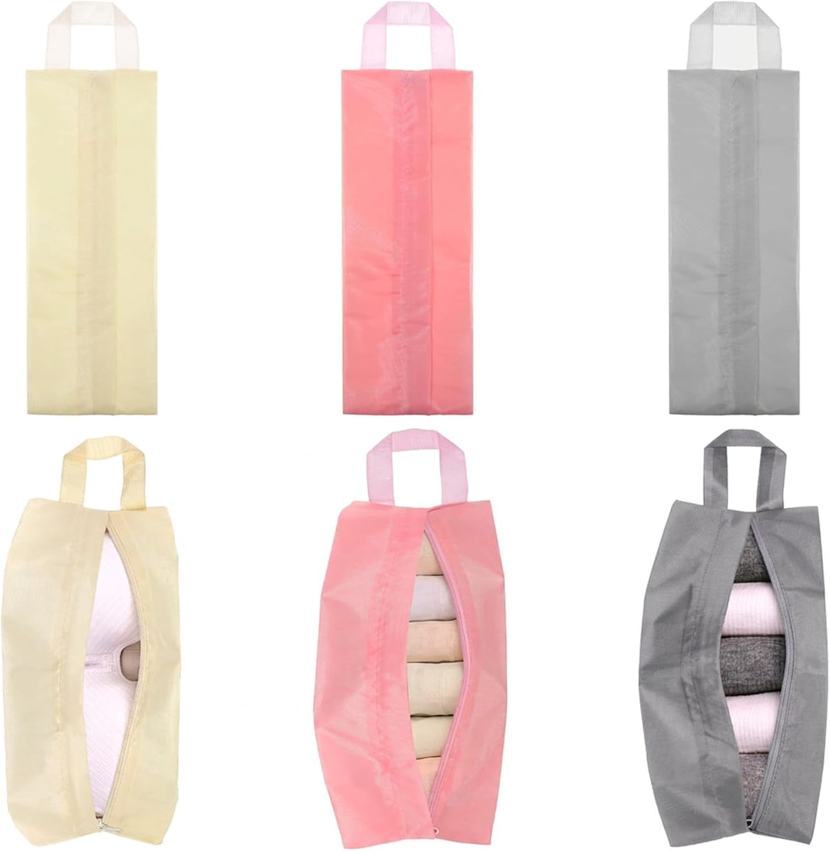6pcs Underwear Organizer Bag Travel, Portable Underwear Travel Bag, Underwears Packing Cube with Zipper for Women and Men Socks, 3 Colors
