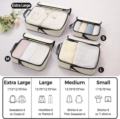 4 Set/6 Set/8 Set Compression Packing Cubes Travel Accessories Expandable Packing Organizers (Half Mesh, 6-Black) - Colors A