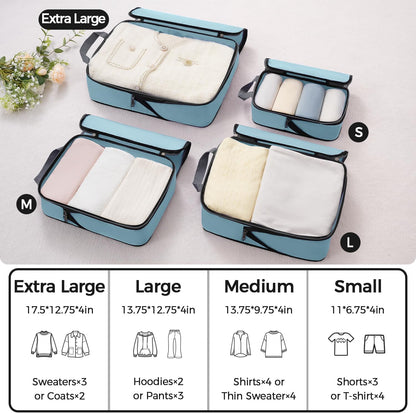 4 Set/6 Set/8 Set Compression Packing Cubes Travel Accessories Expandable Packing Organizers (Half Mesh, 6-Black) - Colors A