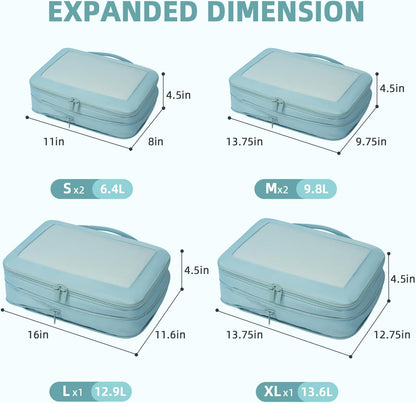 4 Set/6 Set/8 Set Compression Packing Cubes Travel Accessories Expandable Packing Organizers (Half Mesh, 6-Black) - Colors A