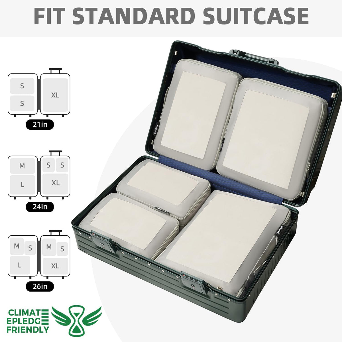4 Set/6 Set/8 Set Compression Packing Cubes Travel Accessories Expandable Packing Organizers (Half Mesh, 6-Black) - Colors A