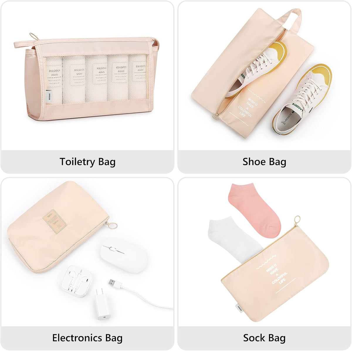 9 Set Packing Cubes with Shoe Bag & Electronics Bag - Luggage Organizers Suitcase Travel Accessories