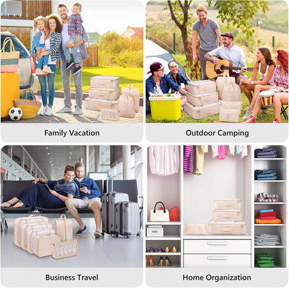 9 Set Packing Cubes with Shoe Bag & Electronics Bag - Luggage Organizers Suitcase Travel Accessories