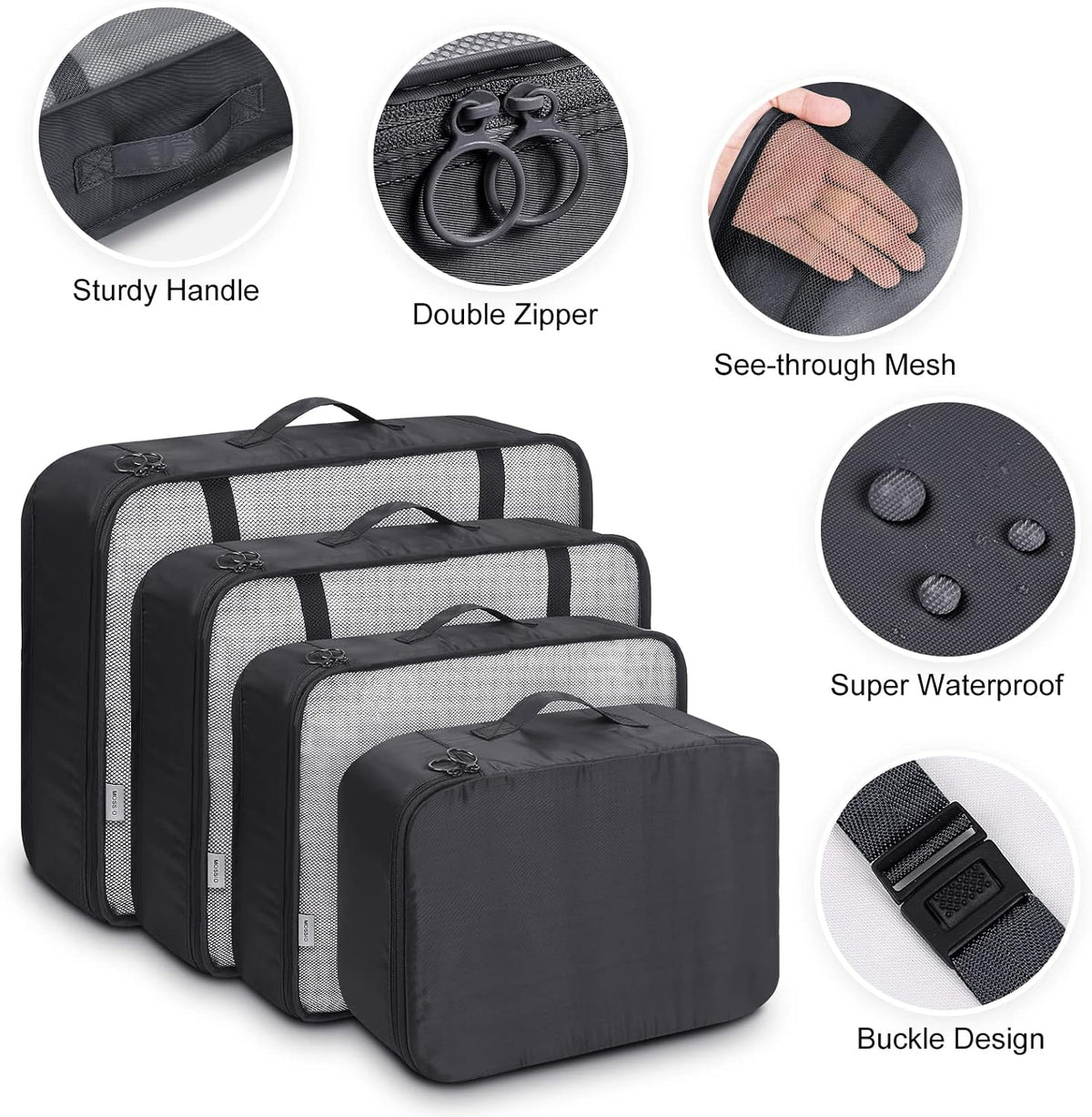 9 Set Packing Cubes with Shoe Bag & Electronics Bag - Luggage Organizers Suitcase Travel Accessories