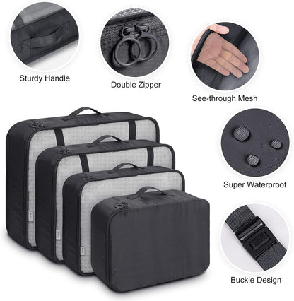 9 Set Packing Cubes with Shoe Bag & Electronics Bag - Luggage Organizers Suitcase Travel Accessories