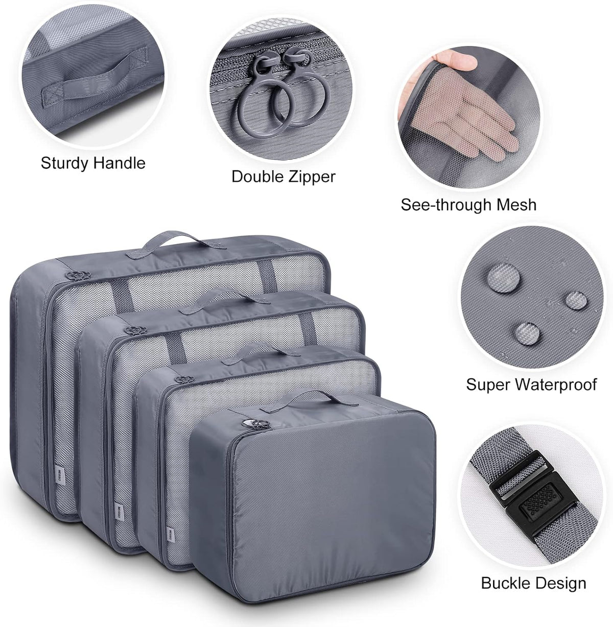 9 Set Packing Cubes with Shoe Bag & Electronics Bag - Luggage Organizers Suitcase Travel Accessories