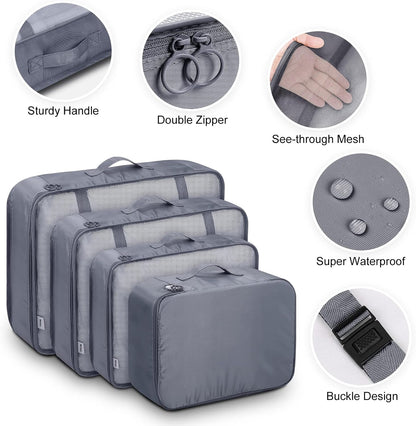 9 Set Packing Cubes with Shoe Bag & Electronics Bag - Luggage Organizers Suitcase Travel Accessories