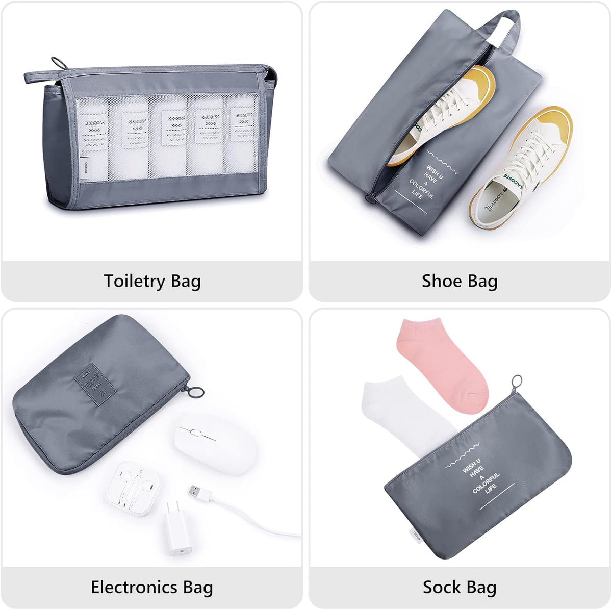 9 Set Packing Cubes with Shoe Bag & Electronics Bag - Luggage Organizers Suitcase Travel Accessories