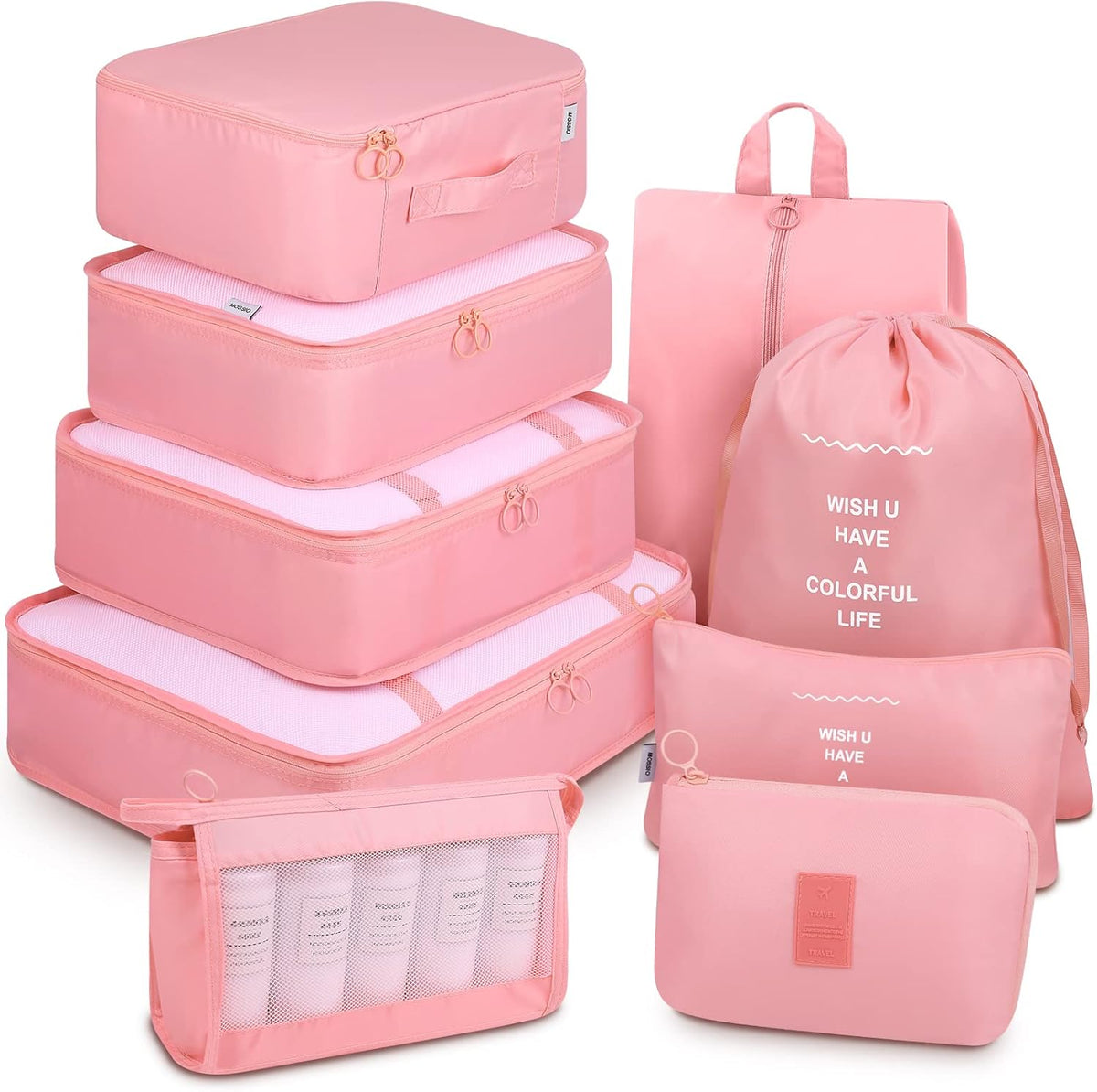 9 Set Packing Cubes with Shoe Bag & Electronics Bag - Luggage Organizers Suitcase Travel Accessories