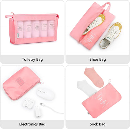 9 Set Packing Cubes with Shoe Bag & Electronics Bag - Luggage Organizers Suitcase Travel Accessories