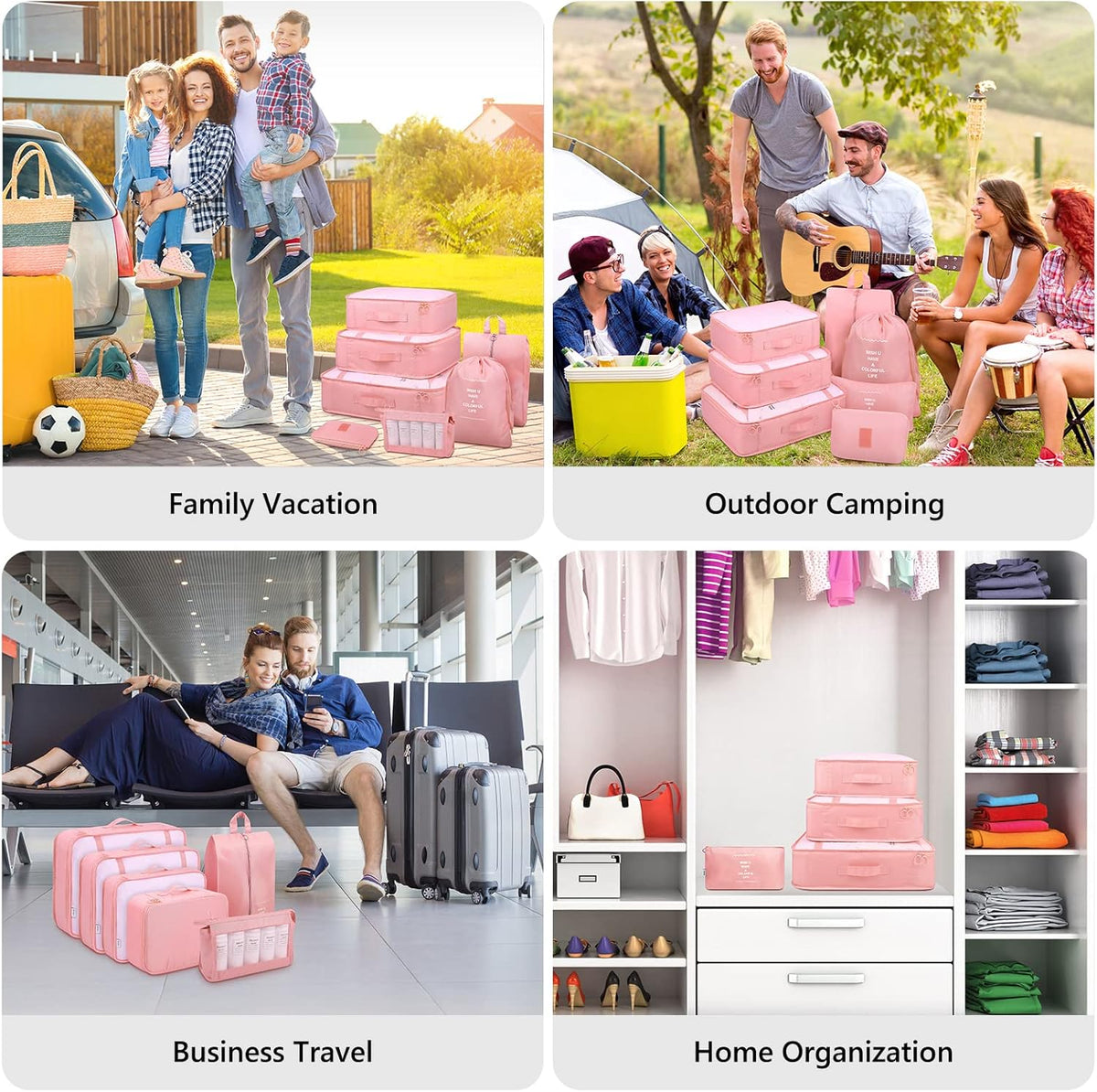 9 Set Packing Cubes with Shoe Bag & Electronics Bag - Luggage Organizers Suitcase Travel Accessories